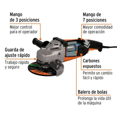 Pulidora Esmeriladora Angular 7' 2200 W Truper Expert