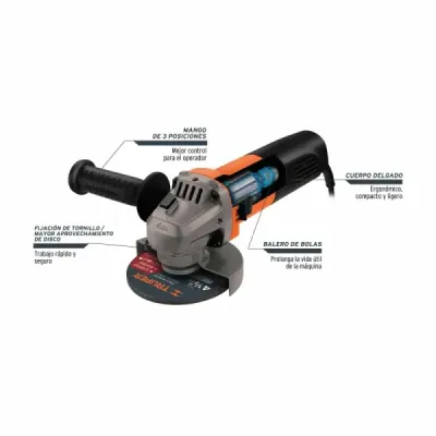 Pulidora Angular Profesional 4.1/2", 700 W Con Accesorios Truper