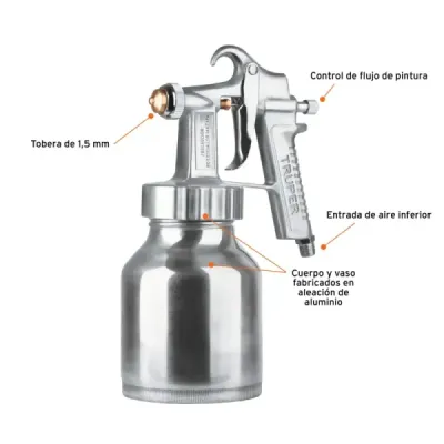 Pistola Para Pintar De Succión 1000 Ml, Boquilla 1.5 Mm Truper