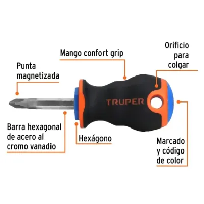 Destornillador De Estrella 1/4" X 1.1/2", Comfort Grip Truper