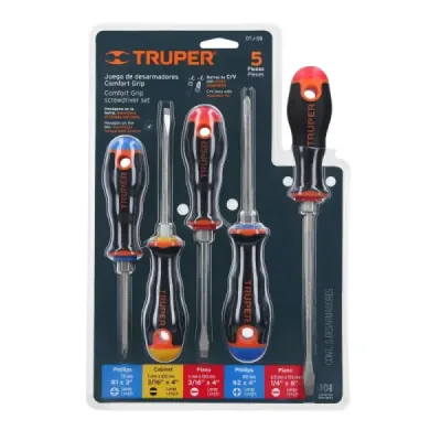 Juego De 5 Destornillares Comfort Grip Con Barra Hexagonal Truper