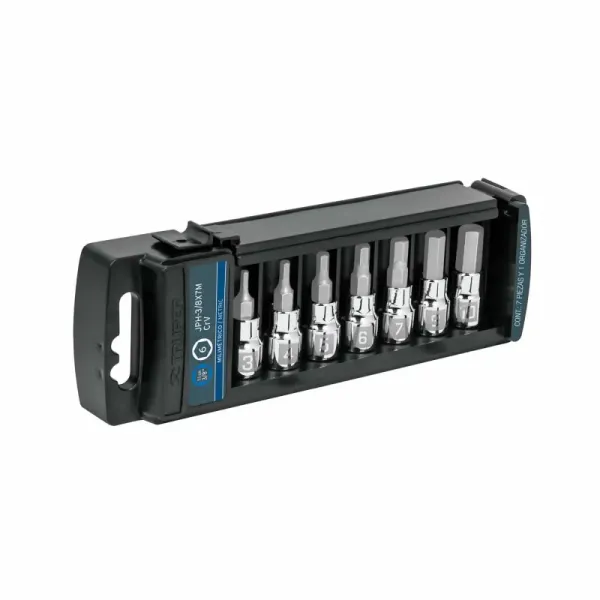 Juego De 7 Copas Métricas Punta Hexagonal Cuadrante 3/8" Truper (JPH-3/8X7M - 14170)