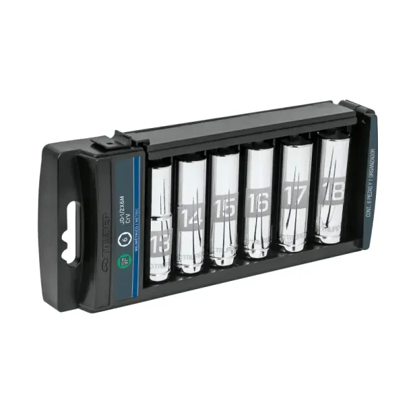 Juego De 6 Copas Estándar Largas Métricas, Cuadrante 1/2" Truper (JD-1/2X6LM - 14175)