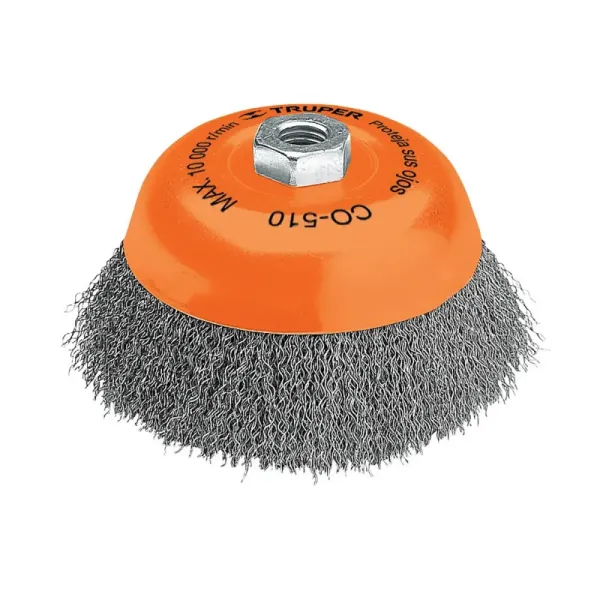 Grata Copa De Alambre Ondulado Fino De 3", Eje De 5/8-11 Truper (CO-508 - 14182)