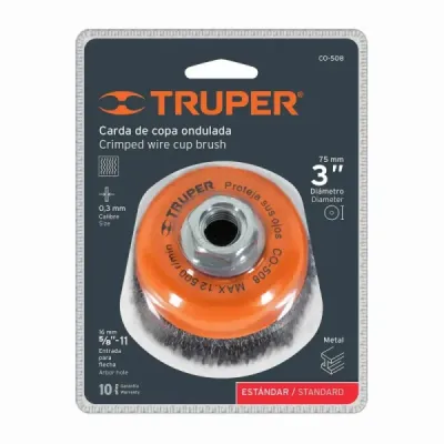 Grata Copa De Alambre Ondulado Fino De 3", Eje De 5/8-11 Truper