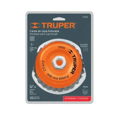 Grata Copa De Alambre Trenzado Fino De 4", Eje De 5/8-11 Truper