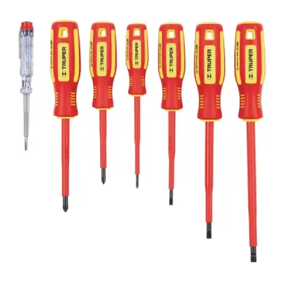 Juego De 6 Destornillares Dieléctricos Con Tester Y Estuche Truper