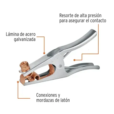 Pinza Para Tierra Soldador De 300 A Con Mordazas De Latón Truper