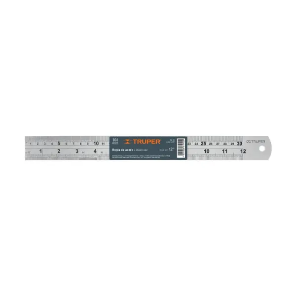 Regla De Acero Inoxidable De 12" (30 Cm) Grabada En Relieve Truper (RGL-30 - 14387)