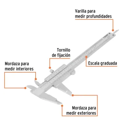 Calibrador Pie De Rey Manual En Acero Inoxidable Y Estuche Truper