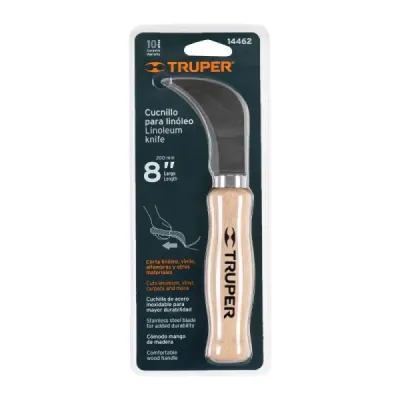 Cuchillo De Linóleo De 8" En Acero Inoxidable Sae 420 Truper