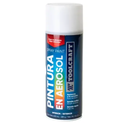 Pintura Aerosol Blanco Brillante Toolcraft 400 Ml Sin Plomo