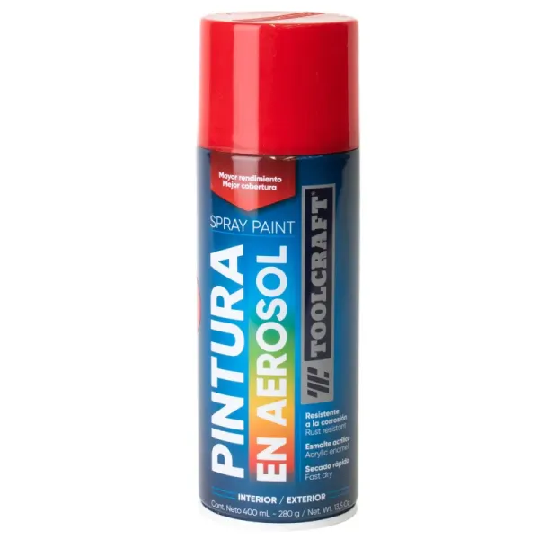 Pintura Aerosol Rojo Brillante Toolcraft 400 Ml Sin Plomo (TC1644)