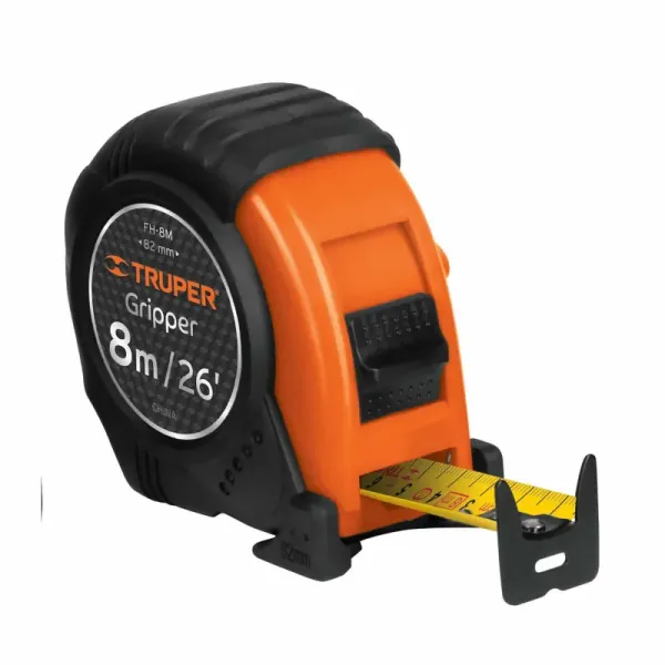 Flexómetro Gripper De 8 Metros Anti-Impacto, Uso Profesional Truper (FH-8M - 14579)