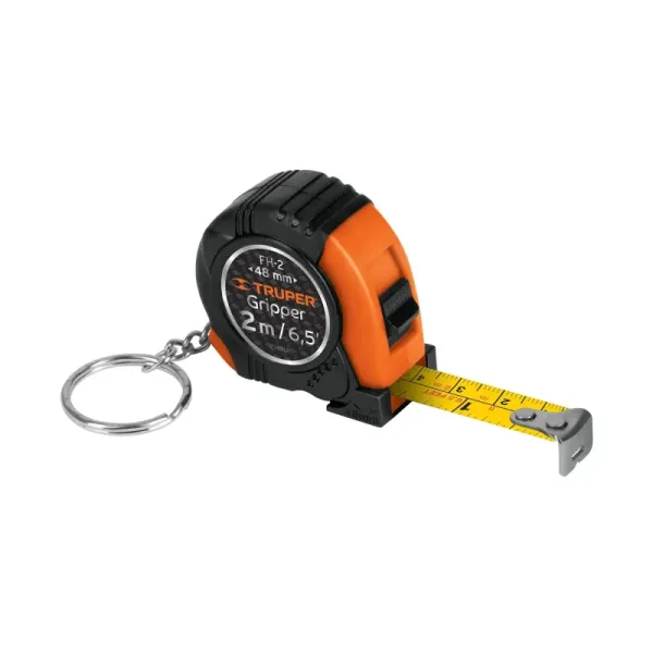 Flexómetro Gripper De 2 Metros Anti-Impacto, Tipo Llavero Truper (FH-2 - 14602)