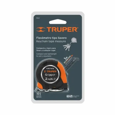 Flexómetro Gripper De 2 Metros Anti-Impacto, Tipo Llavero Truper