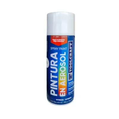 Pintura Aerosol Blanco Mate Toolcraft 400 Ml Sin Plomo