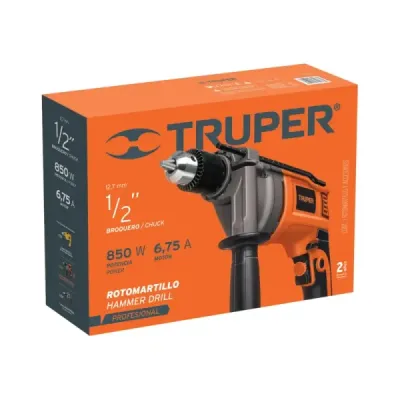 Taladro Percutor 1/2" Reversible 750 W Con Mango De Apoyo Truper
