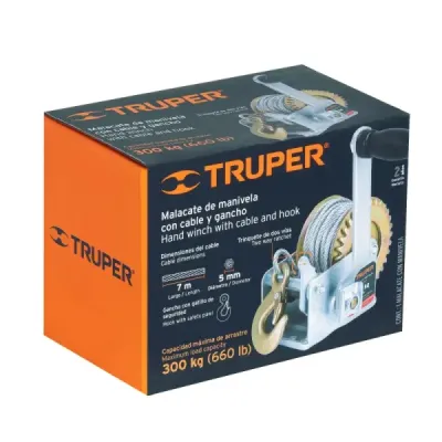 Malacate De Manivela Con Capacidad 300 Kg, Cable 7 Metros Truper