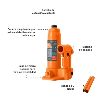 Gato Botella 2 Toneladas Truper Uso Vertical Horizontal
