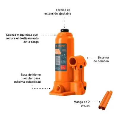 Gato Botella 4 Toneladas Truper Uso Vertical Horizontal