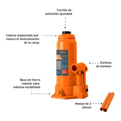 Gato Botella 8 Toneladas Para Uso Vertical Y Horizontal Truper