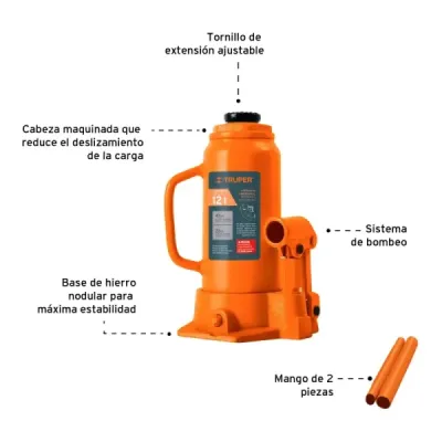 Gato Botella 12 Toneladas Para Uso Vertical Y Horizontal Truper