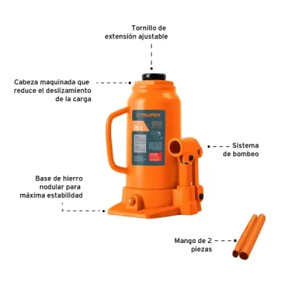 Gato Botella 16 Toneladas Para Uso Vertical Y Horizontal Truper