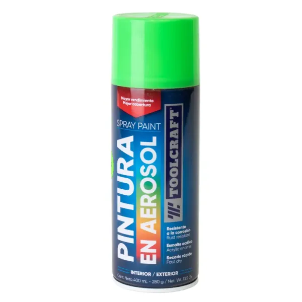 Pintura Aerosol Verde Fluorescente Toolcraft 400 Ml (TC1666)
