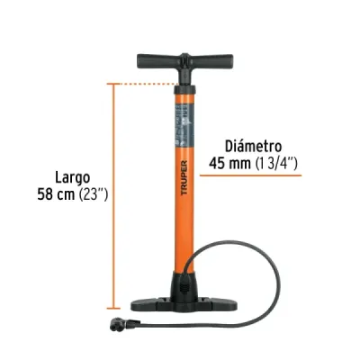 Bomba Manual Para Bicicleta En Acero Inoxidable Con Válvulas Truper