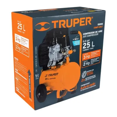 Compresor De Aire De 3 Hp, 25 Litros Con Bobina De Cobre Truper