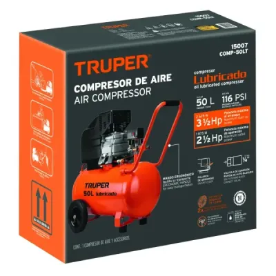 Compresor De Aire De 3.1/2 Hp, 50 Litros Con Bobina De Cobre Truper