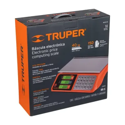 Báscula Electrónica Portátil Multifuncional Acero Inoxidable Truper