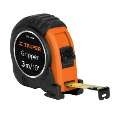 Flexómetro Gripper De 3 Metros Anti-Impacto, Uso Profesional Truper