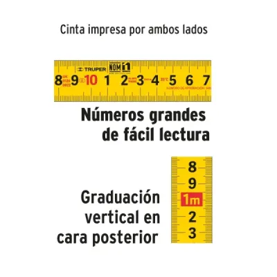Flexómetro Contra Impactos 5m X 19mm Truper Doble Impresión