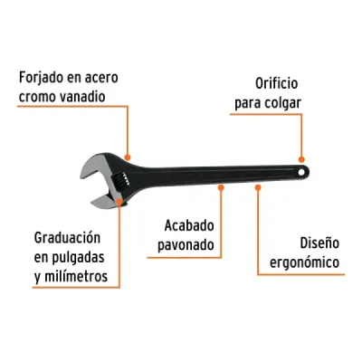 Llave Expansiva Industrial 18' Truper Apertura De 2.1/4'