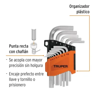 Juego De 13 Llaves Bristol O Allen Métricas Con Estuche Truper