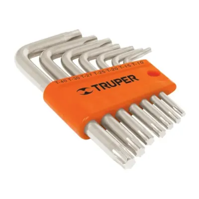 Juego De 7 Llaves Torx Cortas, Incluye Estuche Organizador Truper