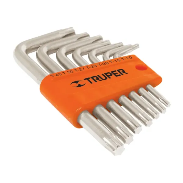 Juego De 7 Llaves Torx Cortas, Incluye Estuche Organizador Truper (TORX-7C - 15552)