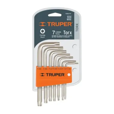Juego De 7 Llaves Torx Cortas, Incluye Estuche Organizador Truper