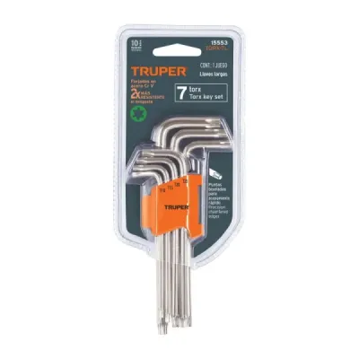 Juego De 7 Llaves Torx Largas, Incluye Estuche Organizador Truper