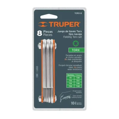 Juego De 8 Llaves Torx, Incluye Estuche Tipo Navaja Truper