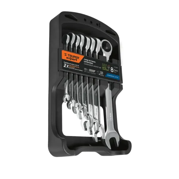 Juego De 8 Llaves Mixtas Pulidas Métricas Con Ratchet Truper (JC-8XM - 15816)