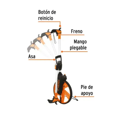 Odómetro De 9999,9 Metros Con Rueda De 12", Freno Y Botón Truper